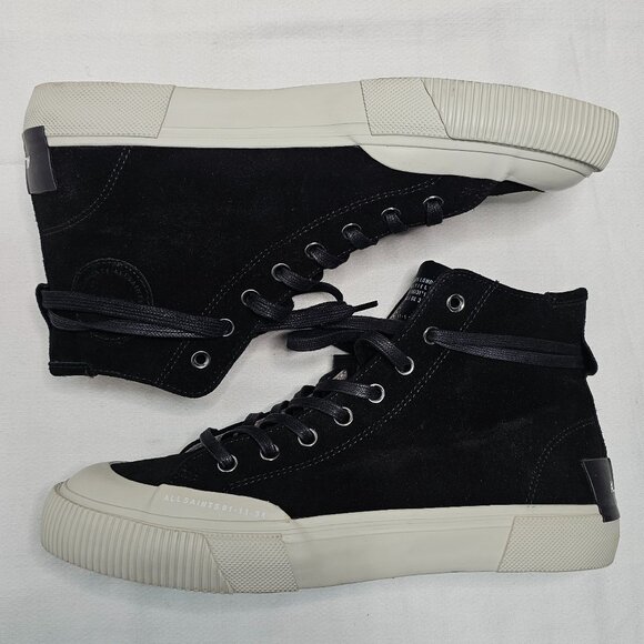 All Saints Dumont Suede High Top Sneaker Shoes Black Men's Size EU 41- US 8 - Picture 8 of 10